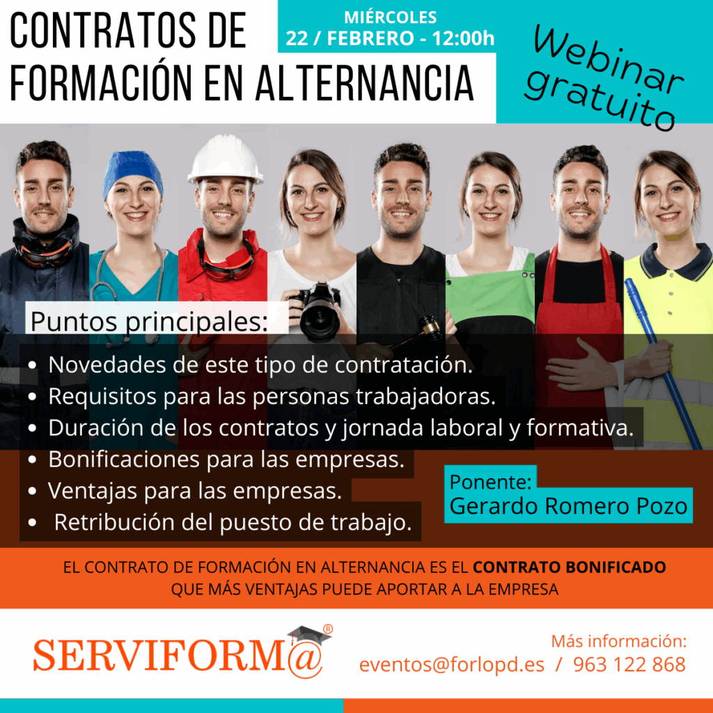 Webinar CONTRATOS DE FORMACIÓN EN ALTERNANCIA