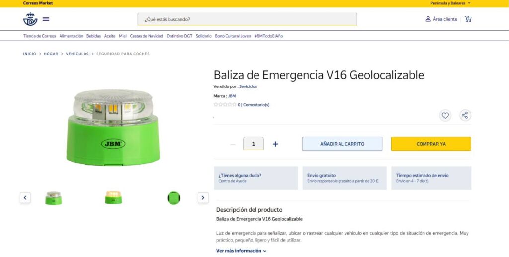 baliza V16 protección de datos