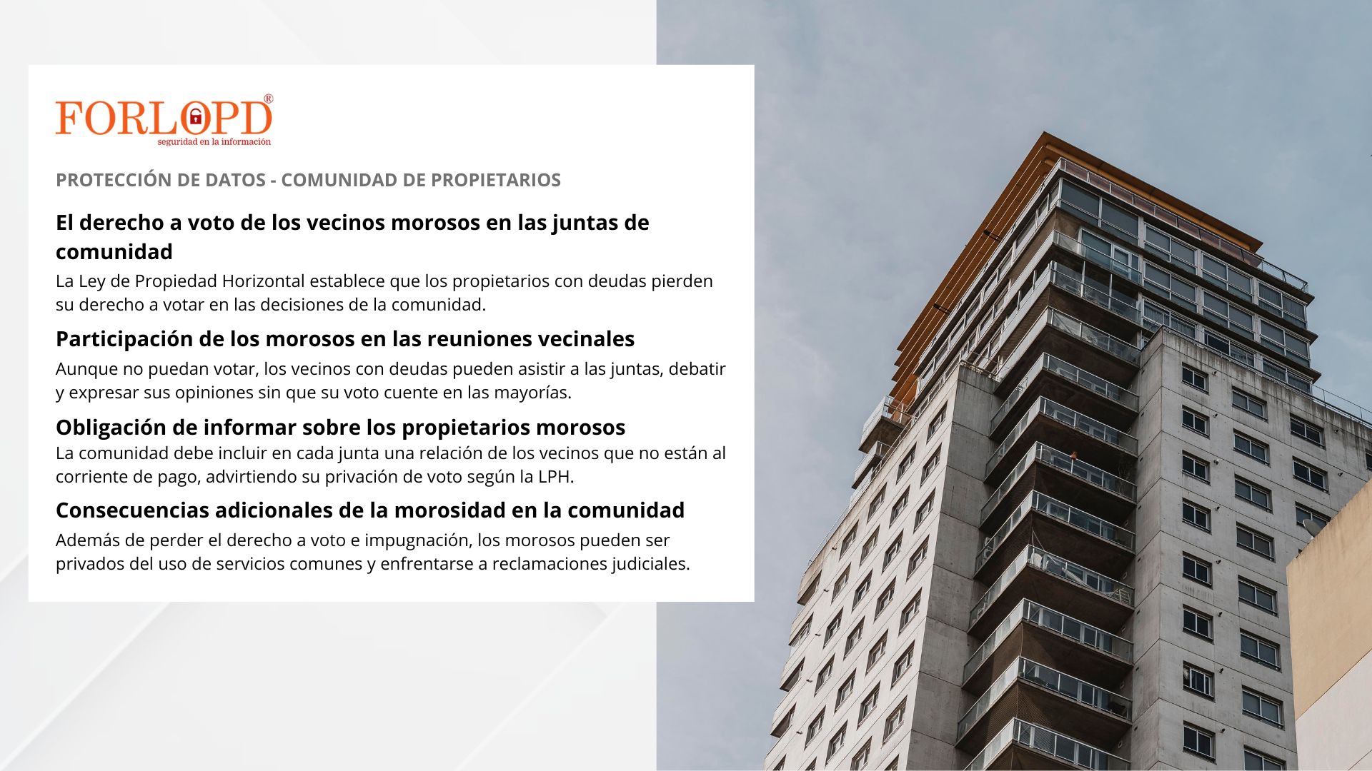 comunidad de propietarios morosos